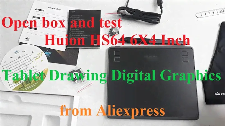 HUION HS64 6X4 Inch | Open box and test HUION HS64 Tablet Drawing Digital Graphics from Aliexpress